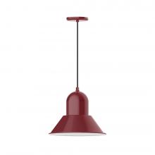 Montclair Light Works PEB124-55-C24-L13 - 14" Prima shade, LED Pendant with cool tweed fabric cord and canopy, Barn Red