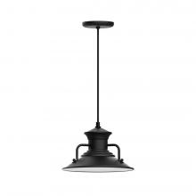 Montclair Light Works PEB142-41-C20-L12 - 12" Homestead shade, LED Pendant with white solid fabric cord and canopy, Black