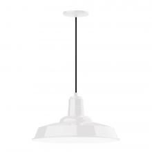 Montclair Light Works PEB185-44-C26-L13 - 18" Warehouse shade, LED Pendant with ivory fabric cord and canopy, White