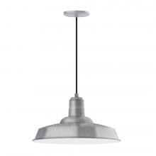 Montclair Light Works PEB185-49-C22-L13 - 18" Warehouse shade, LED Pendant with white and gray dot fabric cord and canopy, Painted Galvani