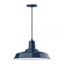 Montclair Light Works PEB185-50-C26-L13 - 18" Warehouse shade, LED Pendant with ivory fabric cord and canopy, Navy