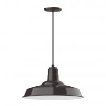 Montclair Light Works PEB185-51-C02-L13 - 18" Warehouse shade, LED Pendant with black solid fabric cord and canopy, Architectural Bronze