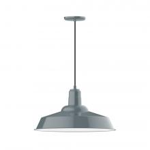 Montclair Light Works PEB186-40-C21-L14 - 20" Warehouse shade, LED Pendant with white cord and canopy, Slate Gray