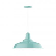 Montclair Light Works PEB186-48-C21-L14 - 20" Warehouse shade, LED Pendant with white cord and canopy, Sea Green