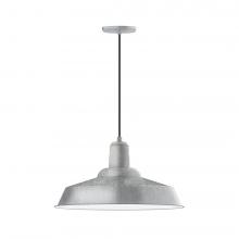 Montclair Light Works PEB186-49-L14 - 20" Warehouse shade, LED Pendant with black cord and canopy, Painted Galvanized