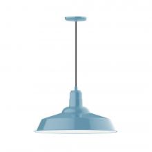 Montclair Light Works PEB186-54-L14 - 20" Warehouse shade, LED Pendant with black cord and canopy, Light Blue