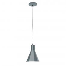 Montclair Light Works PEB416-40-C25-L10 - 8" J-Series shade, polished copper fabric cord with canopy, Slate Gray