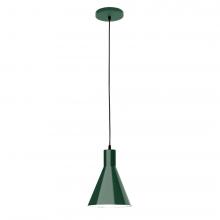 Montclair Light Works PEB416-42-C25-L10 - 8" J-Series shade, polished copper fabric cord with canopy, Forest Green