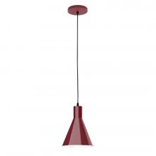 Montclair Light Works PEB416-55-C25-L10 - 8" J-Series shade, polished copper fabric cord with canopy, Barn Red