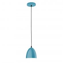 Montclair Light Works PEB417-54-C02-L10 - 6" J-Series shade, black solid fabric cord with canopy, Light Blue