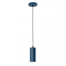 Montclair Light Works PEB418-50-C25-L10 - 3.5" J-Series shade, polished copper fabric cord with canopy, Navy