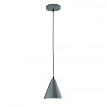 Montclair Light Works PEB420-40-C02-L10 - 8" J-Series shade, black solid fabric cord with canopy, Slate Gray