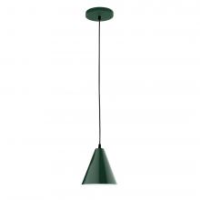 Montclair Light Works PEB420-42-C02-L10 - 8" J-Series shade, black solid fabric cord with canopy, Forest Green