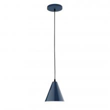 Montclair Light Works PEB420-50-C12-L10 - 8" J-Series shade, gray solid fabric cord with canopy, Navy