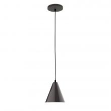 Montclair Light Works PEB420-51-C12-L10 - 8" J-Series shade, gray solid fabric cord with canopy, Architectural Bronze