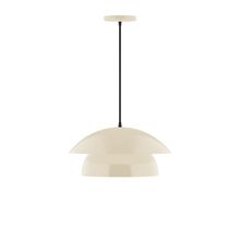 Montclair Light Works PEBX446-16-C24-L12 - 16" Nest LED Pendant, cool tweed fabric cord with canopy, Cream