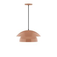 Montclair Light Works PEBX446-19-C25-L12 - 16" Nest LED Pendant, polished copper fabric cord with canopy, Terracotta