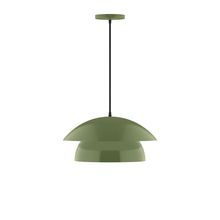 Montclair Light Works PEBX446-22-C22-L12 - 16" Nest LED Pendant, white and gray dot fabric cord with canopy, Fern Green