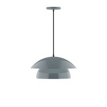 Montclair Light Works PEBX446-40-C02-L12 - 16" Nest LED Pendant, black fabric cord with canopy, Slate Gray