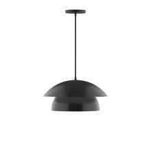 Montclair Light Works PEBX446-41-C02-L12 - 16" Nest LED Pendant, black fabric cord with canopy, Black