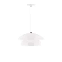 Montclair Light Works PEBX446-44-C16-L12 - 16" Nest LED Pendant, navy mini tweed fabric cord with canopy, White