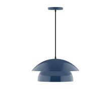 Montclair Light Works PEBX446-50-C20-L12 - 16" Nest LED Pendant, white fabric cord with canopy, Navy