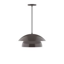 Montclair Light Works PEBX446-51-C12-L12 - 16" Nest LED Pendant, gray fabric cord with canopy, Architectural Bronze