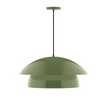 Montclair Light Works PEBX447-22-C12-L13 - 24" Nest LED Pendant, gray fabric cord with canopy, Fern Green