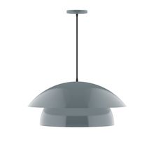 Montclair Light Works PEBX447-40-C20-L13 - 24" Nest LED Pendant, white fabric cord with canopy, Slate Gray