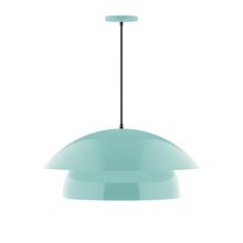 Montclair Light Works PEBX447-48-C12-L13 - 24" Nest LED Pendant, gray fabric cord with canopy, Sea Green