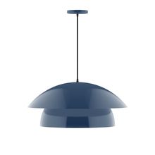 Montclair Light Works PEBX447-50-C20-L13 - 24" Nest LED Pendant, white fabric cord with canopy, Navy