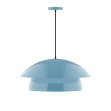 Montclair Light Works PEBX447-54-C12-L13 - 24" Nest LED Pendant, gray fabric cord with canopy, Light Blue