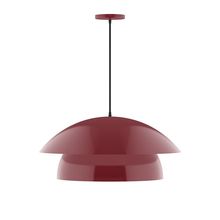 Montclair Light Works PEBX447-55-C26-L13 - 24" Nest LED Pendant, ivory fabric cord with canopy, Barn Red