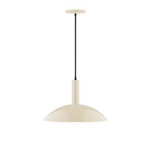 Montclair Light Works PEBX476-16-C16-L13 - 16" Stack Half Dome LED Pendant, navy mini tweed fabric cord with canopy, Cream