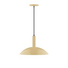 Montclair Light Works PEBX476-17-C25-L13 - 16" Stack Half Dome LED Pendant, polished copper fabric cord with canopy, Ivory