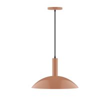 Montclair Light Works PEBX476-19-C25-L13 - 16" Stack Half Dome LED Pendant, polished copper fabric cord with canopy, Terracotta