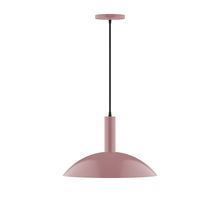 Montclair Light Works PEBX476-20-C25-L13 - 16" Stack Half Dome LED Pendant, polished copper fabric cord with canopy, Mauve