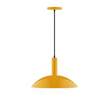 Montclair Light Works PEBX476-21-C12-L13 - 16" Stack Half Dome LED Pendant, gray fabric cord with canopy, Bright Yellow