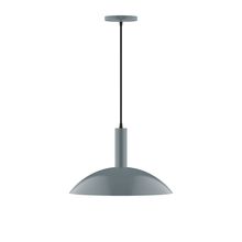 Montclair Light Works PEBX476-40-C22-L13 - 16" Stack Half Dome LED Pendant, white and gray dot fabric cord with canopy, Slate Gray