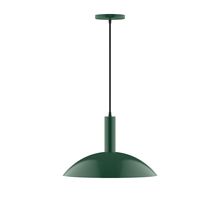 Montclair Light Works PEBX476-42-C20-L13 - 16" Stack Half Dome LED Pendant, white fabric cord with canopy, Forest Green