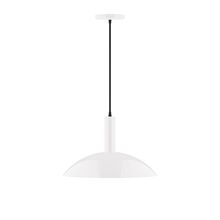 Montclair Light Works PEBX476-44-C24-L13 - 16" Stack Half Dome LED Pendant, cool tweed fabric cord with canopy, White