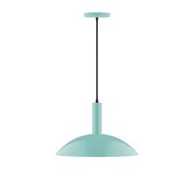 Montclair Light Works PEBX476-48-C27-L13 - 16" Stack Half Dome LED Pendant, neutral argyle fabric cord with canopy, Sea Green