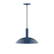 Montclair Light Works PEBX476-50-C27-L13 - 16" Stack Half Dome LED Pendant, neutral argyle fabric cord with canopy, Navy