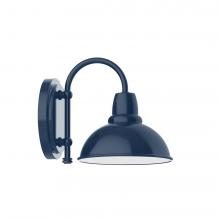 Montclair Light Works SCB105-50-W08-L10 - 8" Cafe shade, wall mount sconce with wire grill, Navy