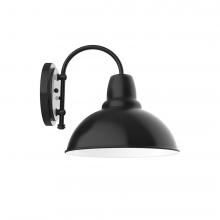 Montclair Light Works SCC106-41-G06 - 12" Cafe shade, wall mount sconce with Frosted Glass and guard, Black