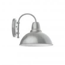 Montclair Light Works SCC106-49-G06 - 12" Cafe shade, wall mount sconce with Frosted Glass and guard, Painted Galvanized