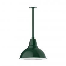 Montclair Light Works STA107-42-L13 - 14" Cafe shade, stem mount LED Pendant with canopy, Forest Green