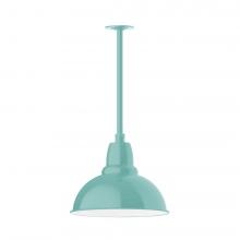 Montclair Light Works STA107-48-L13 - 14" Cafe shade, stem mount LED Pendant with canopy, Sea Green