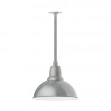 Montclair Light Works STA107-49-L13 - 14" Cafe shade, stem mount LED Pendant with canopy, Painted Galvanized