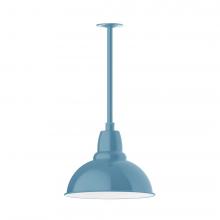 Montclair Light Works STA107-54-L13 - 14" Cafe shade, stem mount LED Pendant with canopy, Light Blue